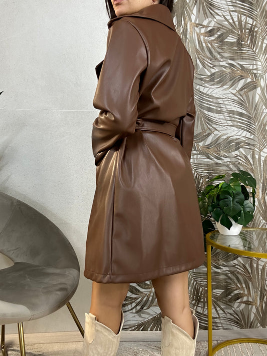 Cappotto similpelle cacao