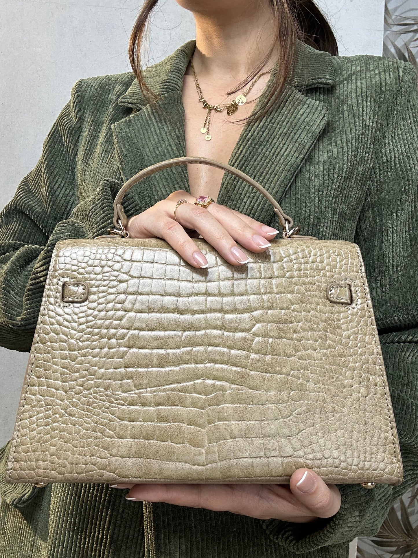Borsa CROCODILE beige scuro