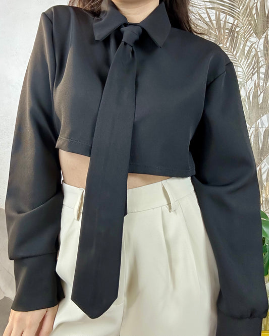 Camicia crop nera