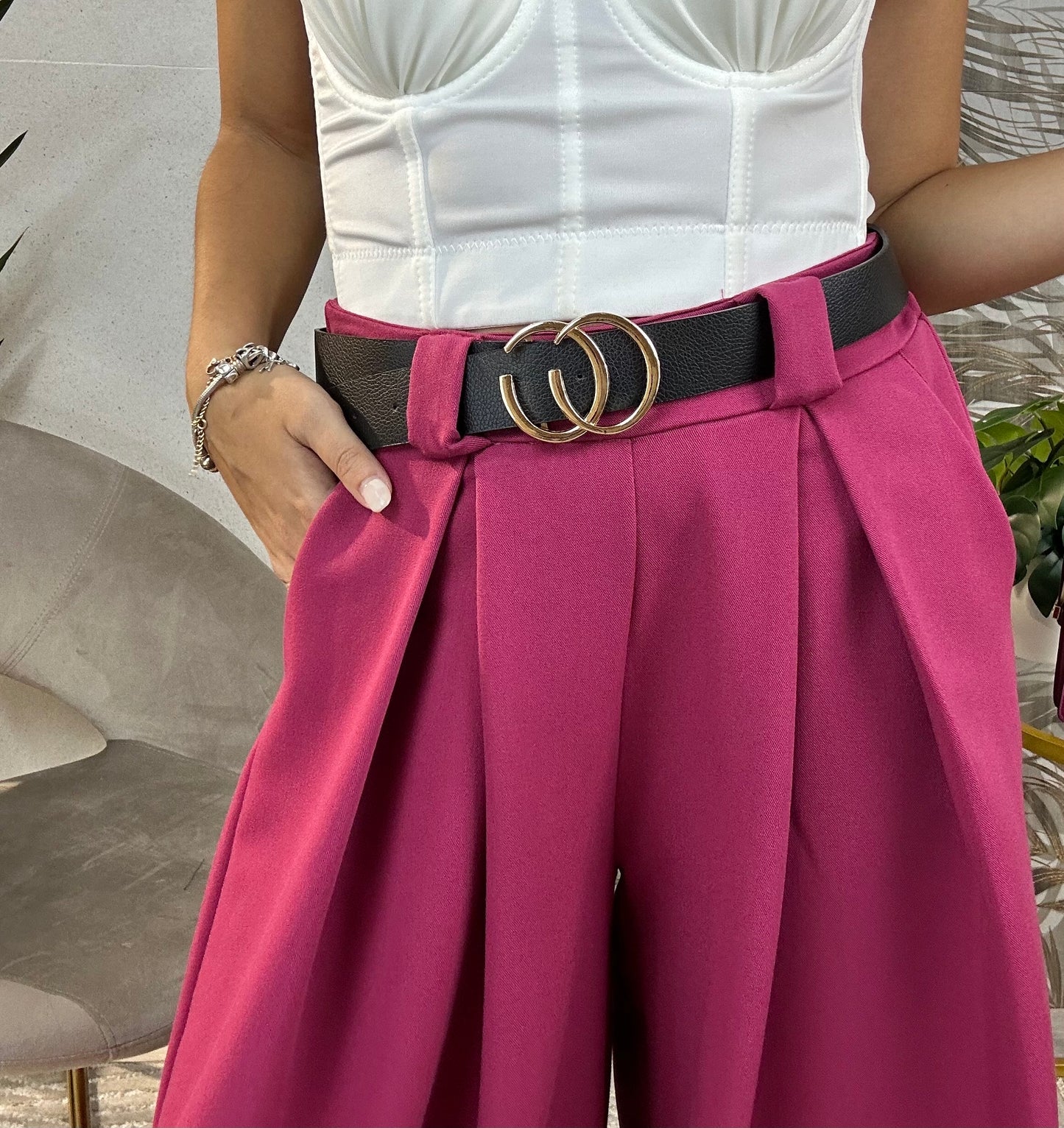 Pantalone palazzo viola