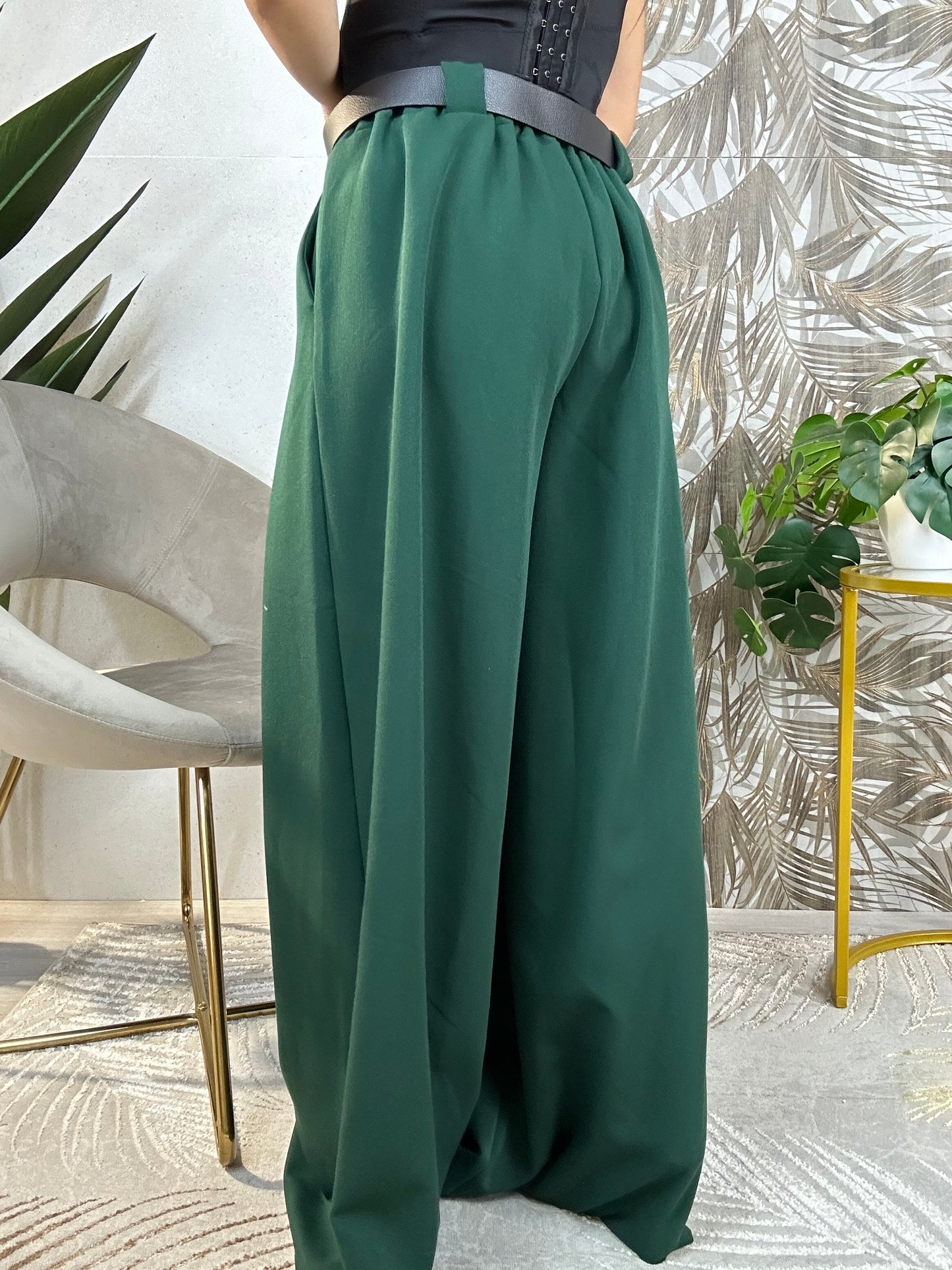 Pantalone palazzo verde scuro