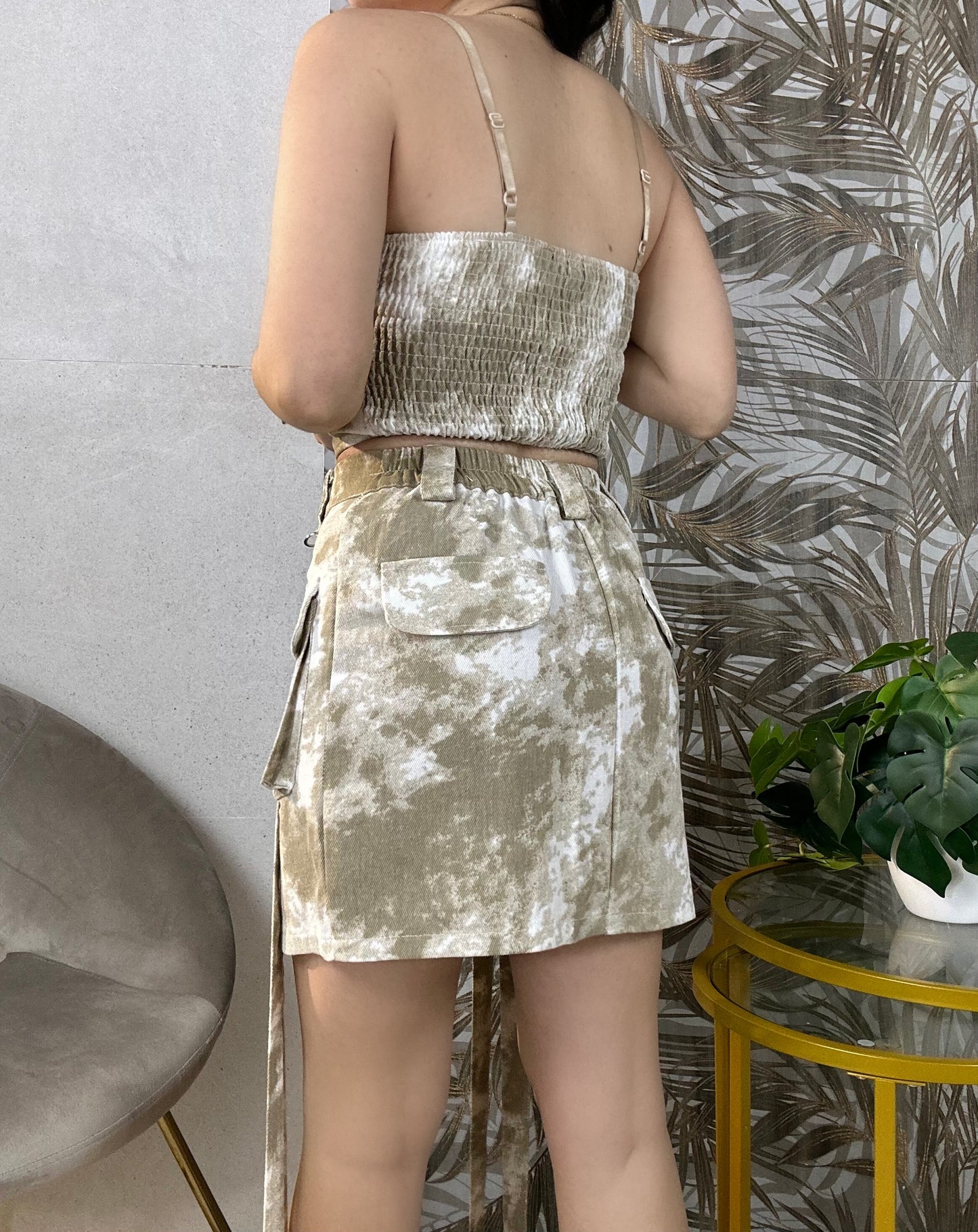 Coordinato gonna+top “MIMETIC” beige