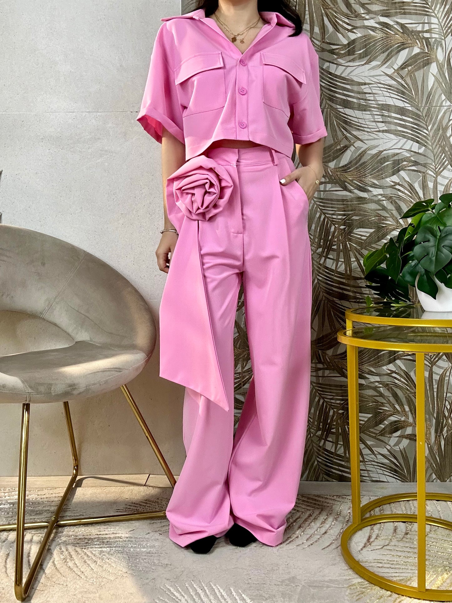 Completo con pantalone “ROSA” rosa lumina