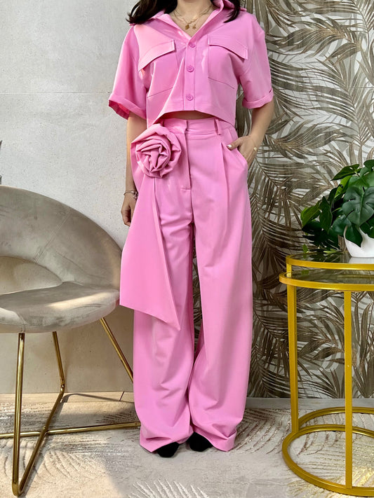 Completo con pantalone “ROSA” rosa lumina