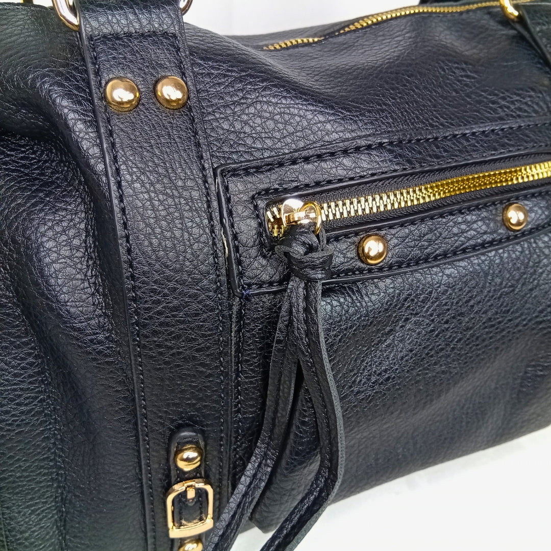 Leather handbag with gold-toned hardware MS-2202