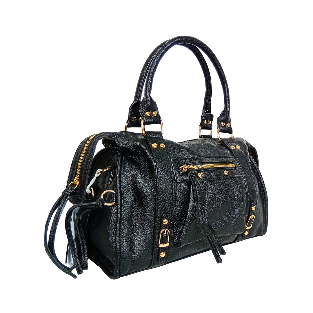 Leather handbag with gold-toned hardware MS-2202