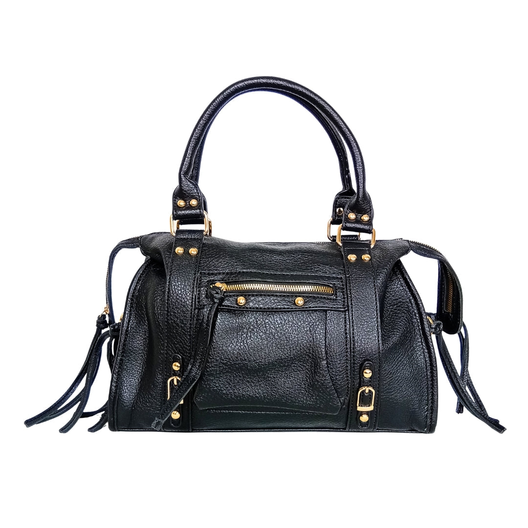 Leather handbag with gold-toned hardware MS-2202